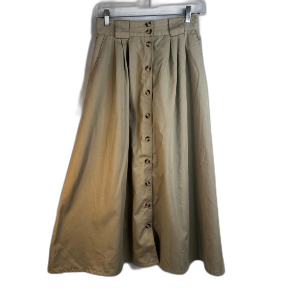 Cabin Creek Aline Button Front Maxi Khaki Skirt Earthy Effortless Neutral Size 8 - Picture 12 of 12